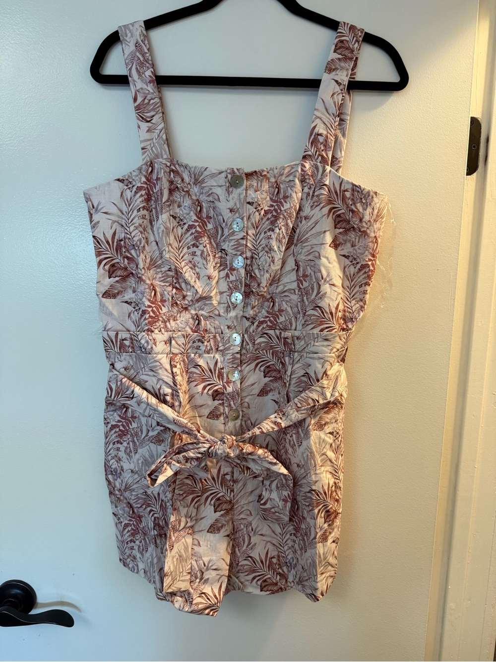 entro Cream and Brown Tropical Print Romper